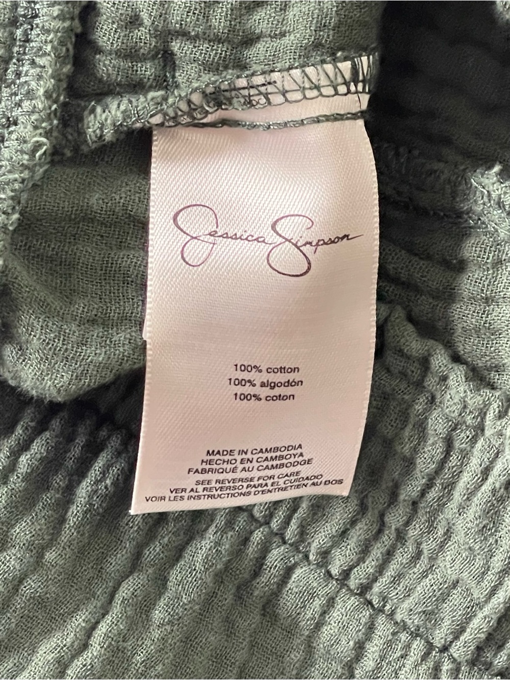 Jessica Simpson Green 100% Cotton Double Gauze WideLeg Cropped Pant SzXL Pockets - Picture 8 of 8